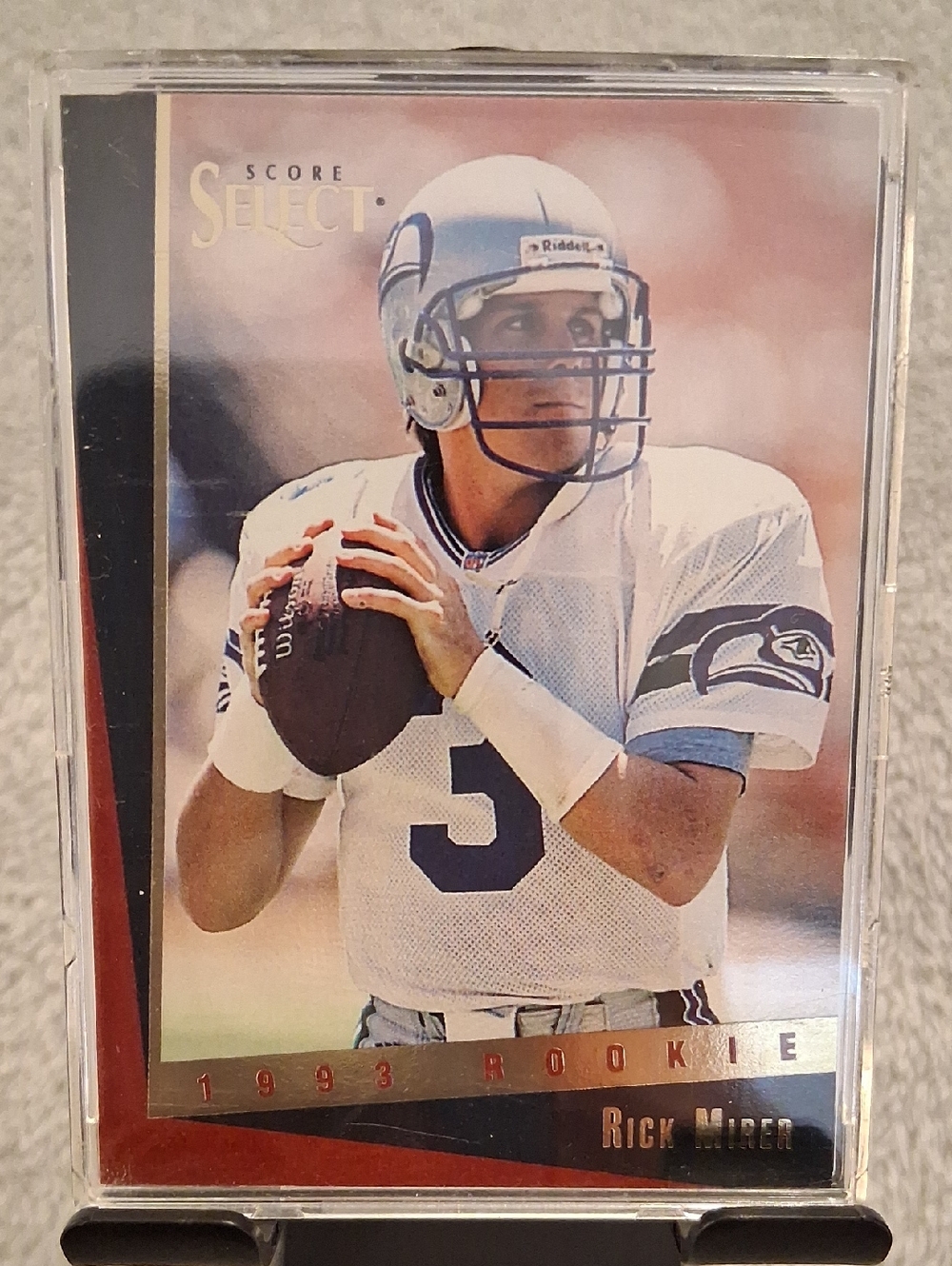 1993 Rookie Rick Mirer Seattle Seahawks Football Card - White & Navy